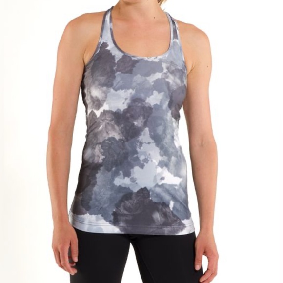 Lululemon cool racerback white coal tinted canvas tank - Picture 1 of 4